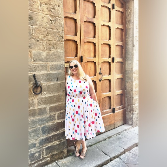 Plus Size ✨ Lane Bryant Confetti Multicolor Midi Dress with Pockets Size 26W - Picture 5 of 15